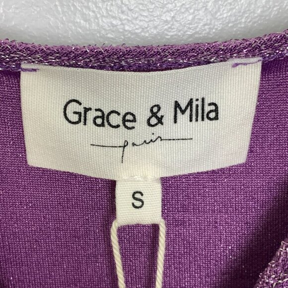 NWT Grace & Mila Purple Milkshake Lurex Glitter Bodysuit - Picture 13 of 15